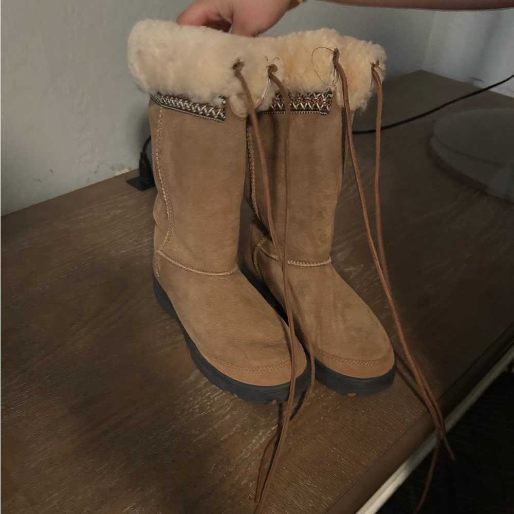 UGG Tan Cozy lace up boots
